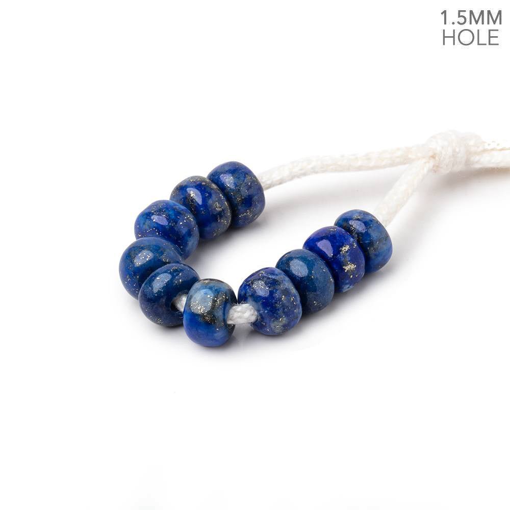 6mm Lapis Lazuli 1.5mm Large Hole Plain Rondelle Set of 10