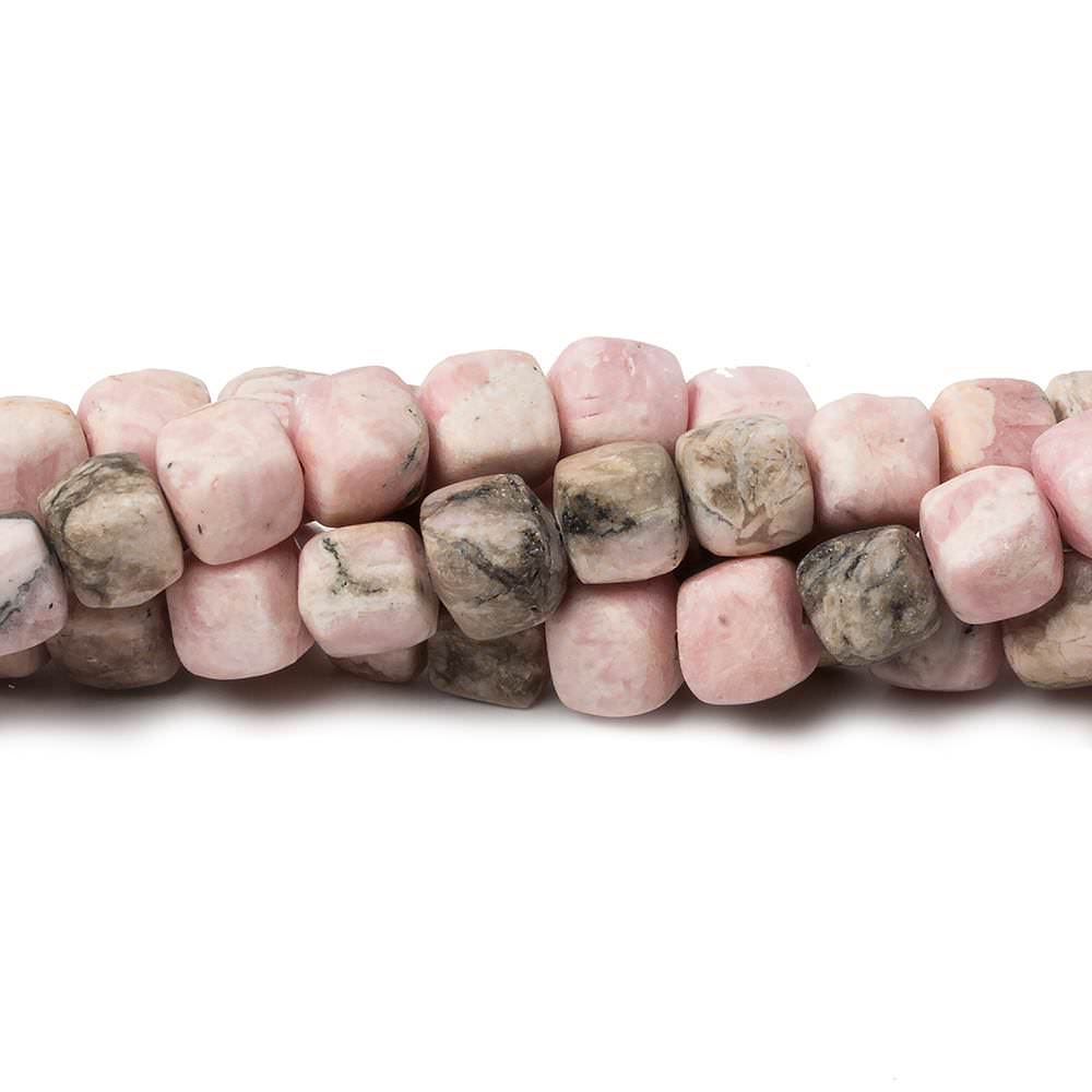 6mm Matte Rhodochrosite plain cube beads 7.5 inch 30 pieces