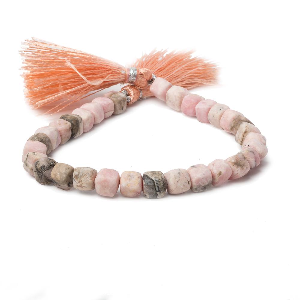 6mm Matte Rhodochrosite plain cube beads 7.5 inch 30 pieces