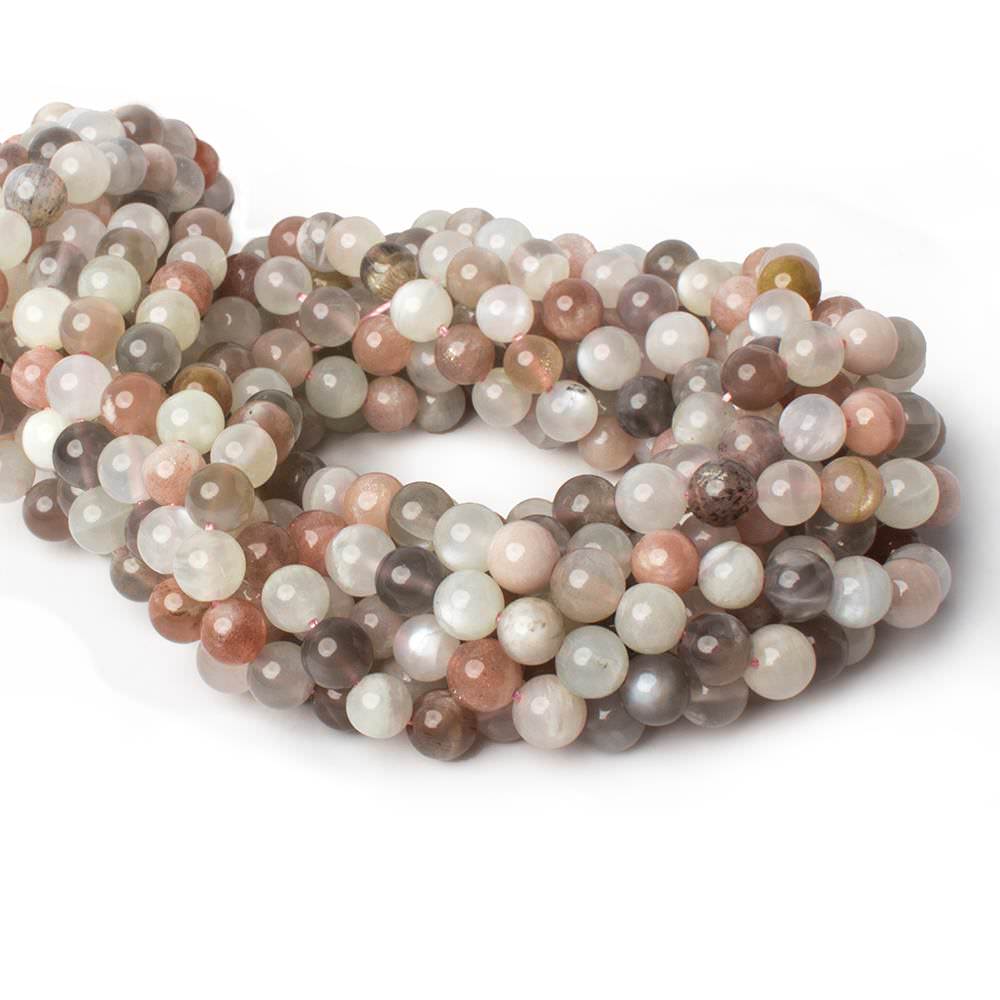 6mm Multi Color Moonstone Plain Rounds 16 inch 69 beads AA