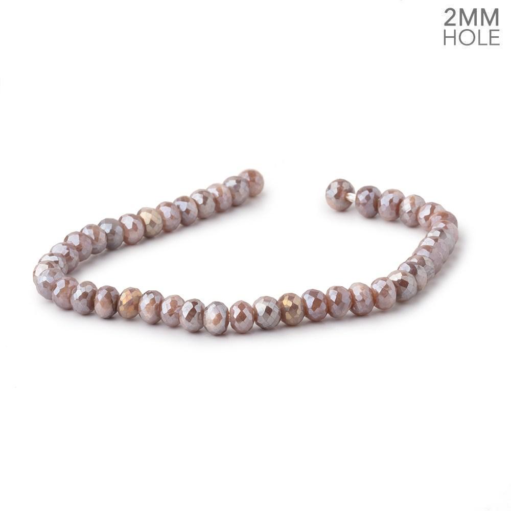 6mm Mystic Dark Peach Moonstone 2mm Large Hole Faceted Rondelles 8 inch 42 Beads