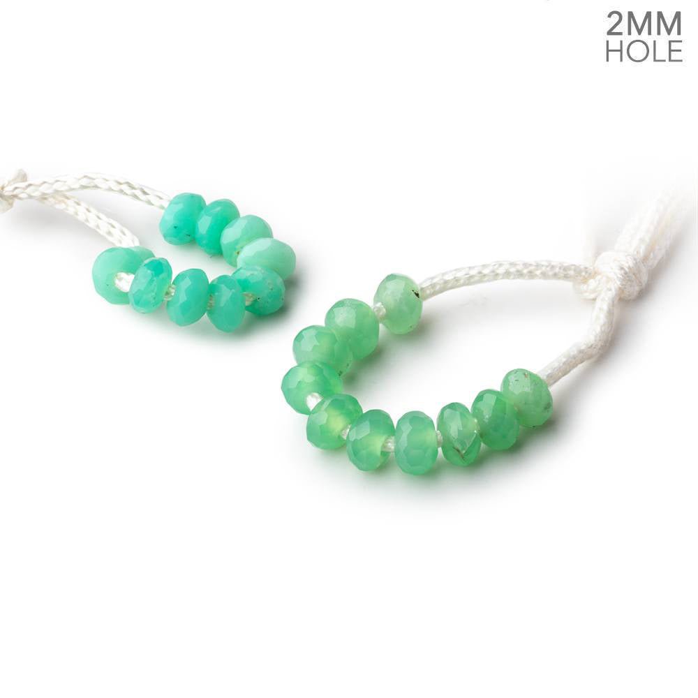 6mm Pale Chrysoprase 2mm Large Hole Faceted Rondelle Set of 10