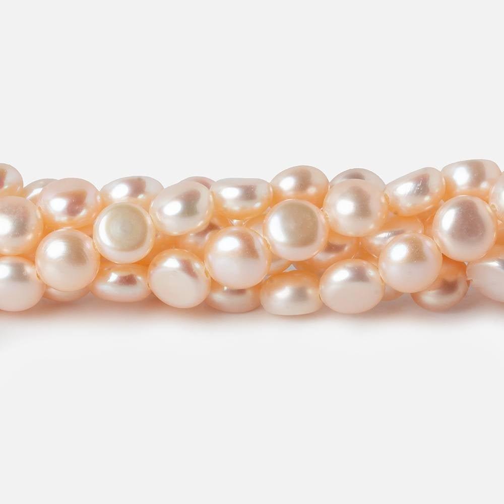 6mm Peach Button Freshwater Pearls 16 inch 65 pcs