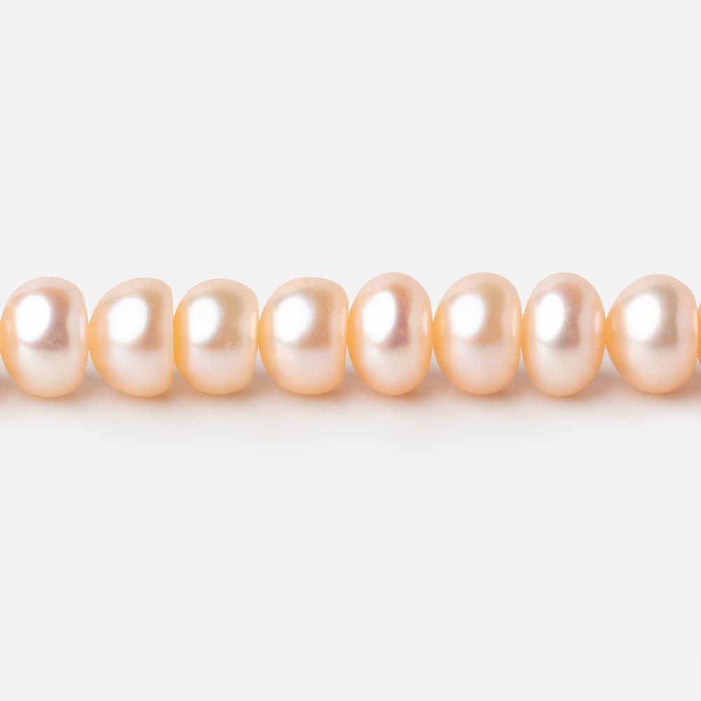 6mm Peach Center Drill Button Freshwater Pearl Beads 15 inch 80 pieces A