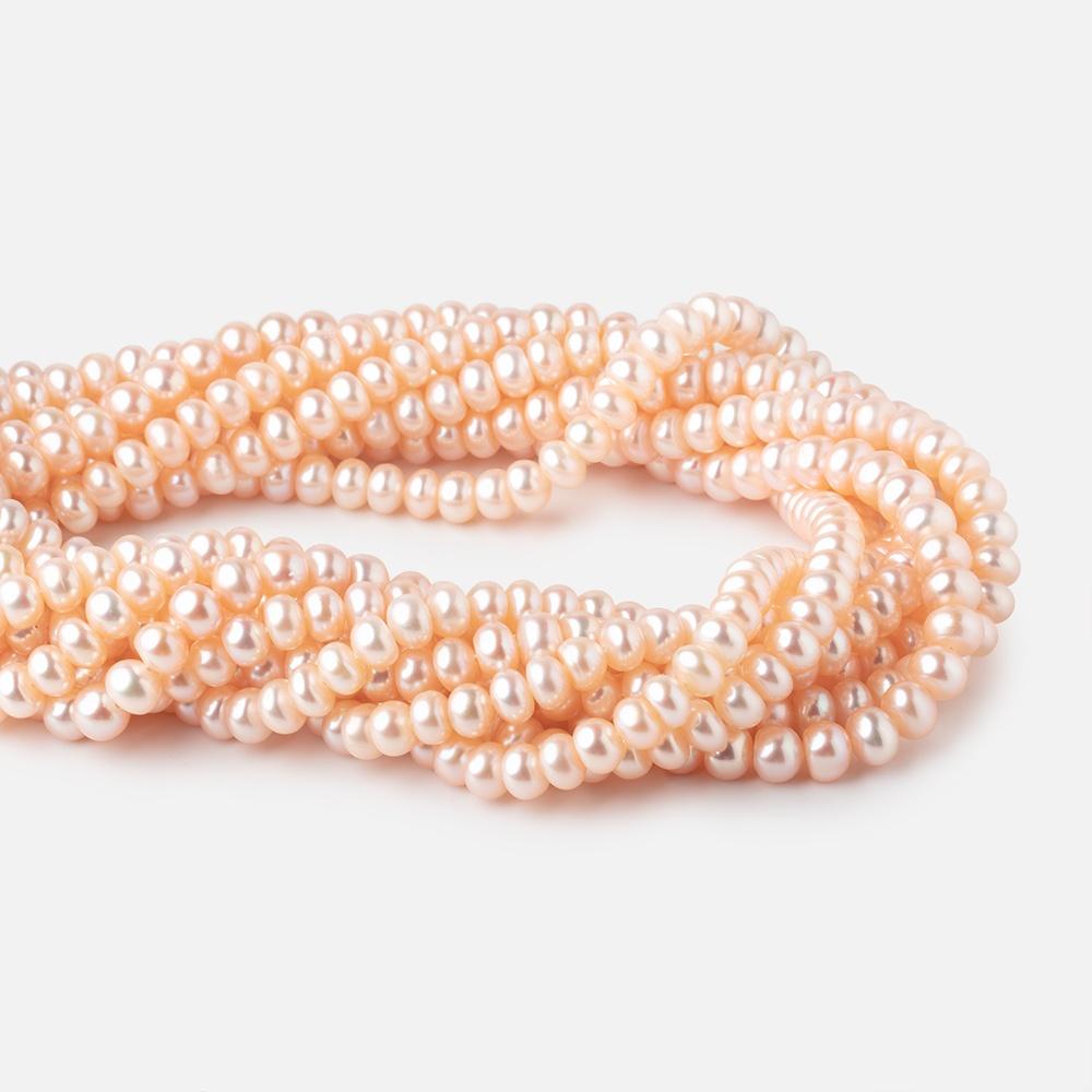 6mm Peach Center Drill Button Freshwater Pearl Beads 15 inch 80 pieces A