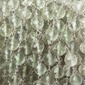 6mm Prasiolite faceted round .925 Silver Chain by the foot 24 pieces