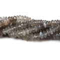 6mm Shaded Platinum Grey Moonstone faceted rondelle 15.5 in. 153 beads