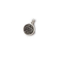 6mm Silver .925 Bezel Black Micro Drusy Coin Pendant 1 piece with side facing ring