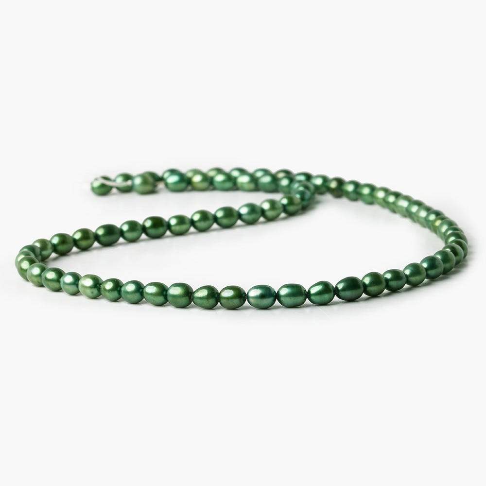 6mm Spearmint Green Straight Drilled Oval Pearls, 15 inch, 65 pieces