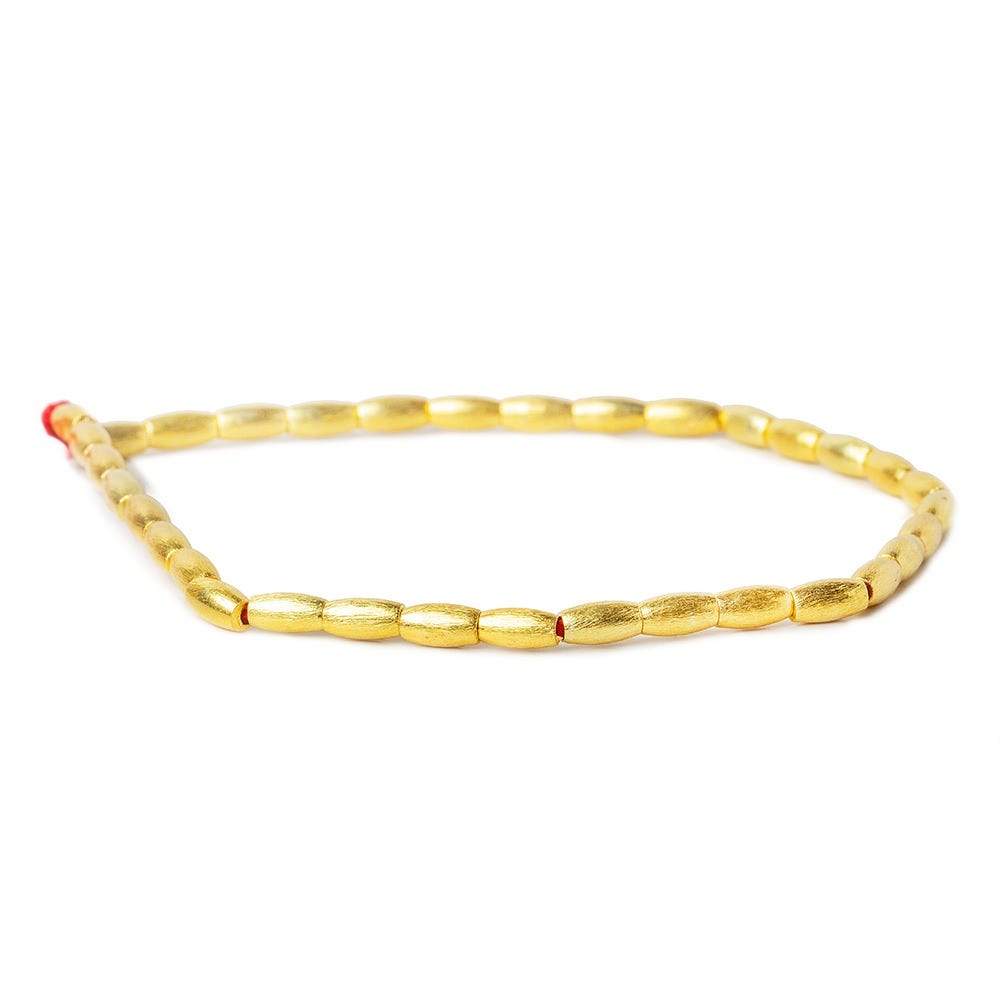 6x3mm 22kt Gold plated Copper Brushed Rice Beads 8 inch 34 pieces