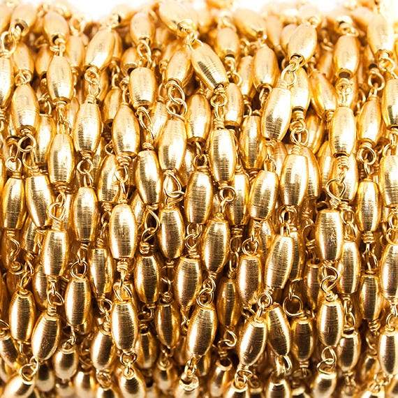 6x3mm 22kt Gold plated Rice Bead Gold plated Chain by the foot