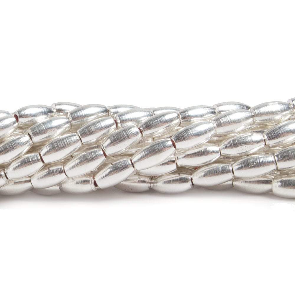 6x3mm Silver plated Copper Plain Rice Beads 33pcs