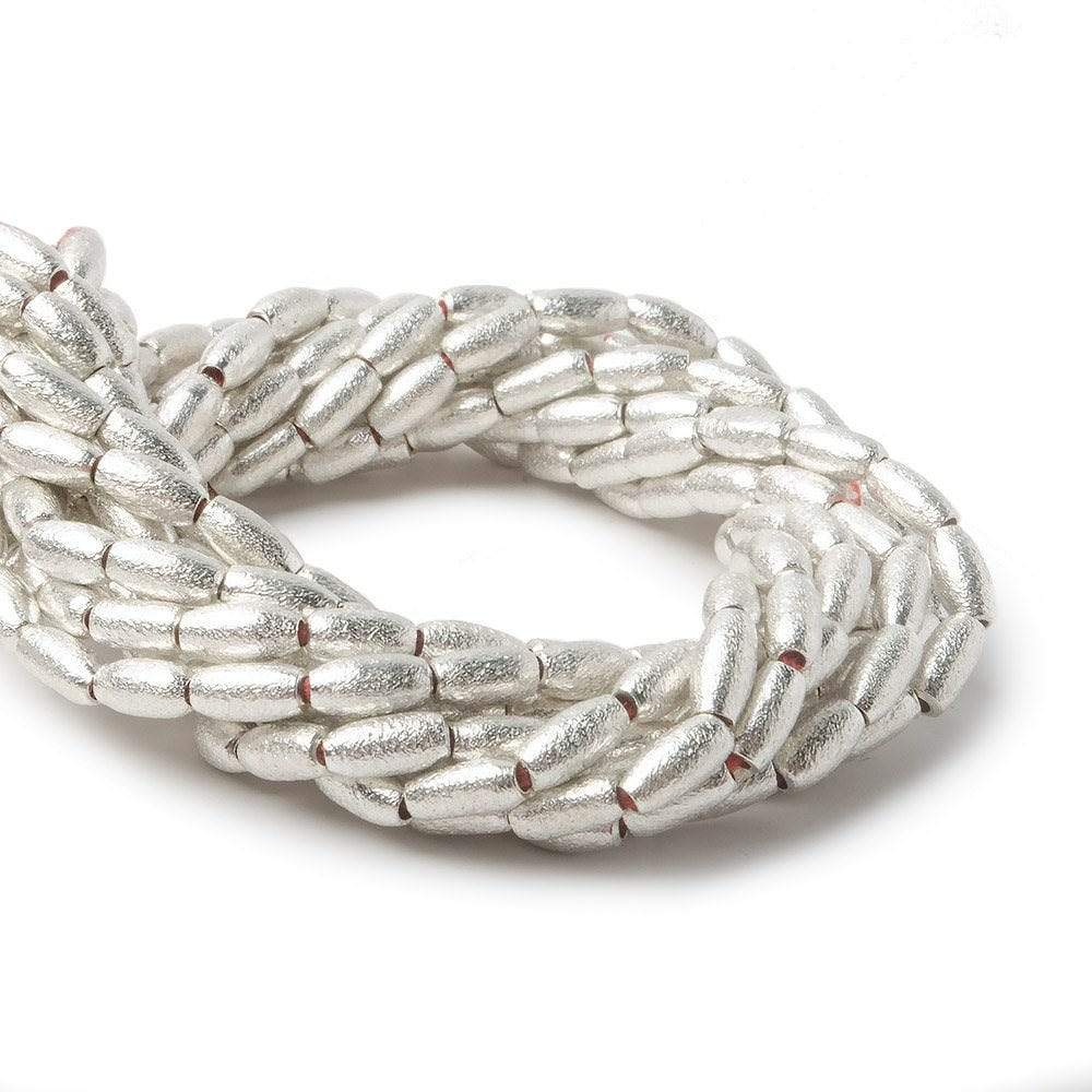 6x3mm Sterling Silver plated Copper Brushed Rice Beads 8 inch 34 pcs