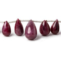 6x4-14x8mm Ruby Plain Tear Drop beads 8 inch 33 pieces AA