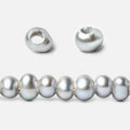 6x4-6.5x4mm Silver Peacock Large Hole Off Round Pearl 2.5mm drill hole 15 inch 87 pcs