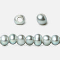 6x4-7x5mm Aqua Green Silver 2.5mm Large Hole Off Round Pearl 15 inch 88 pieces