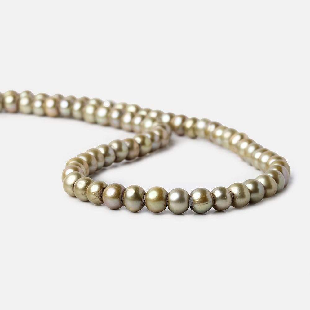 6-7mm Sage Green 2.5mm Large Hole Off Round Pearl 15 inch 78pcs