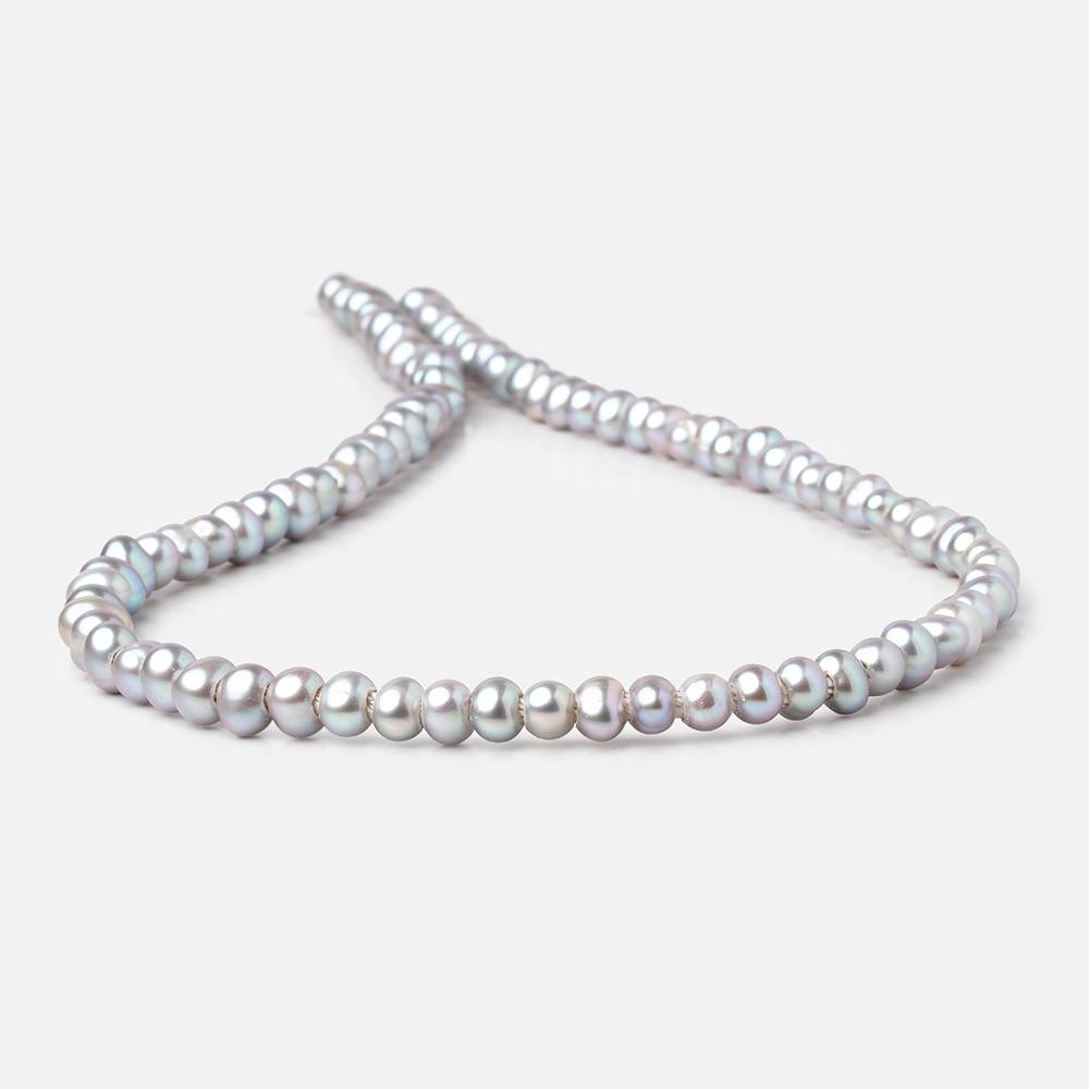 6x4-7x5mm Silver Off Round 2.5mm Large Hole Freshwater Pearls 15 inch 85 pieces