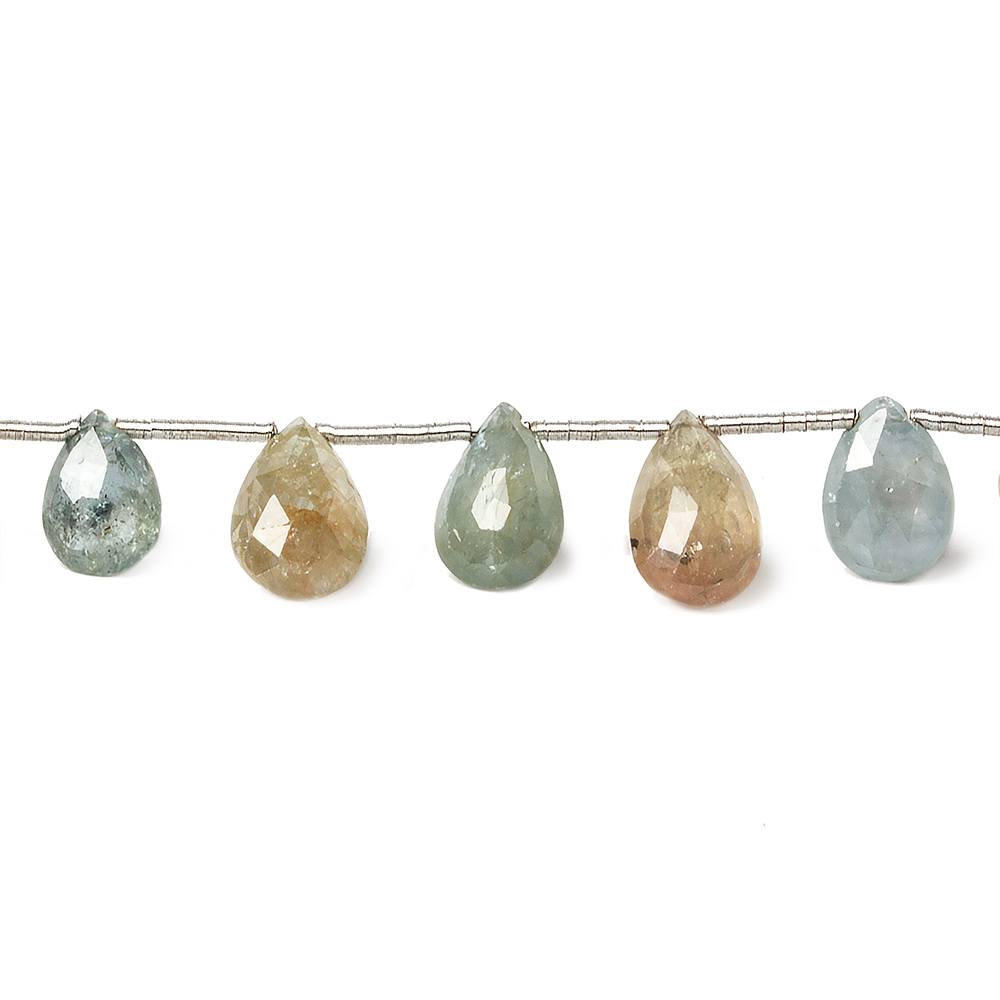 6x4-8x5.5mm Multi Color Sapphire Beads Pear Briolette 7 inch 19 pcs