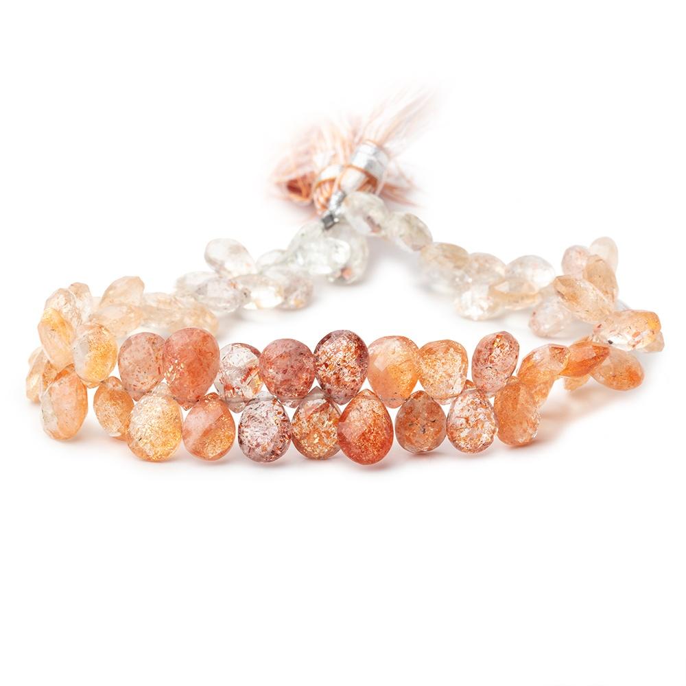 6x4-9x6mm Shaded Sunstone Faceted Pear Beads 7 inch 58 pieces