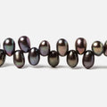 6x4.5-7x5mm Green Peacock Top Drill Oval Freshwater Pearls 15 inch 90 pieces