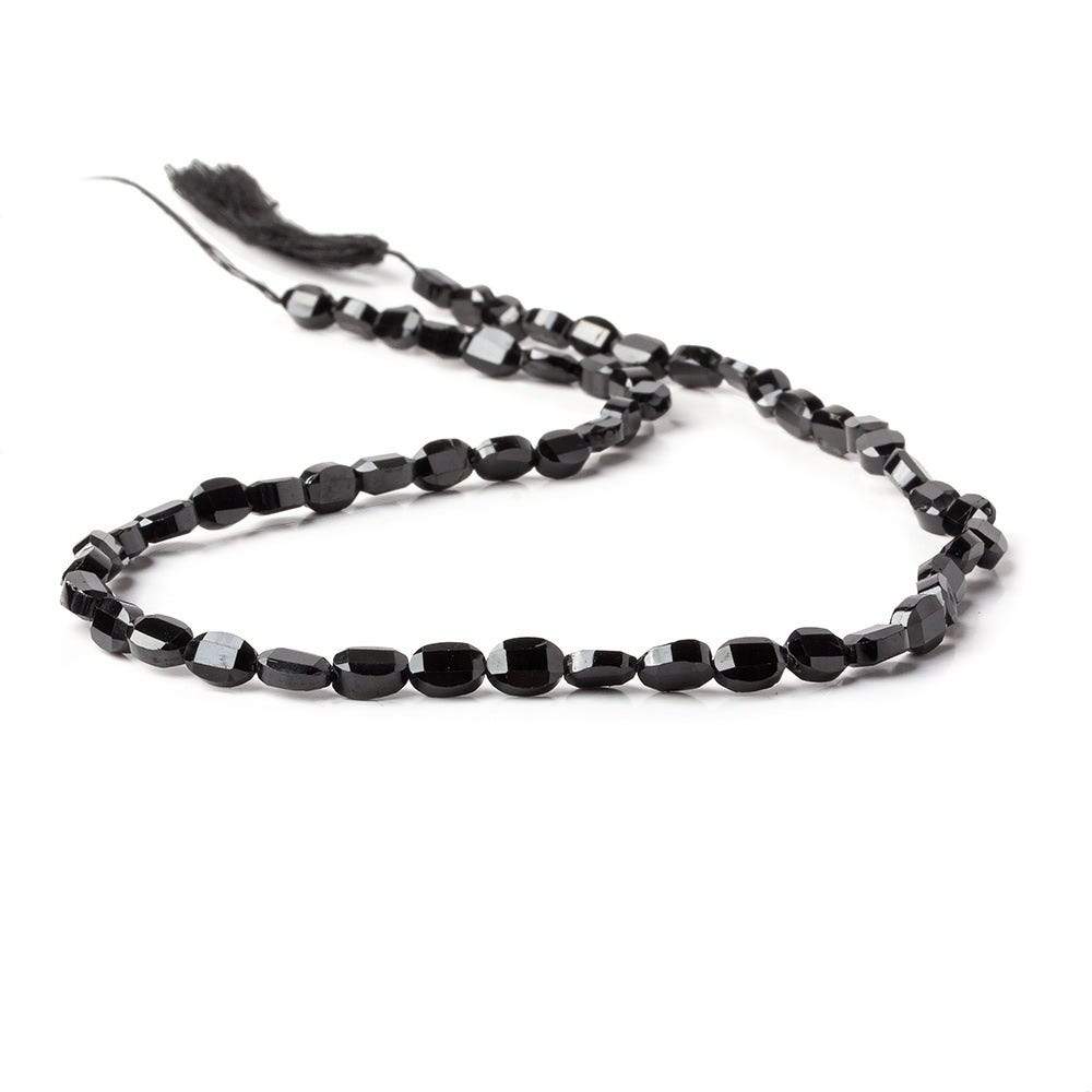 6x4mm Black Spinel Straight Drill Faceted Oval Beads 13.5 inch 52 pieces