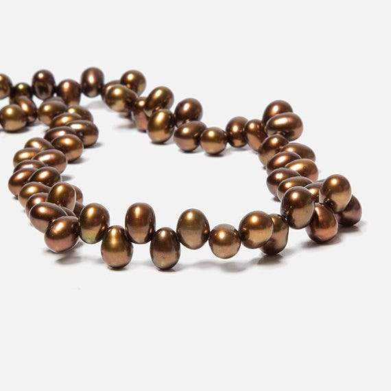 6x4mm Bronze Top Drilled Oval Freshwater Pearl Beads 16 inch 78 pieces