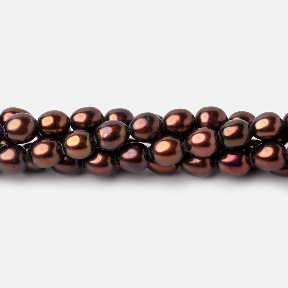 6x4mm Chocolate Straight Drilled Oval Freshwater Pearl 15 inch 66 pieces