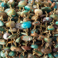 6x5-11x6mm Blue Peruvian Opalina on Vermeil Chain by the foot 30 Beads