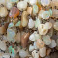 6x5-12x8mm Ethiopian Opal plain nugget Black Gold .925 Silver Chain