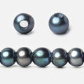 6x5-7x6mm Blue Green Peacock Off Round 2.5mm Large Hole Freshwater Pearl 75 pcs