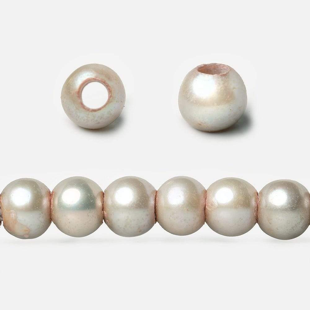 6x5-7x6mm Venetian Silver Off Round 2.5mm Large Hole Freshwater Pearl 75 pieces