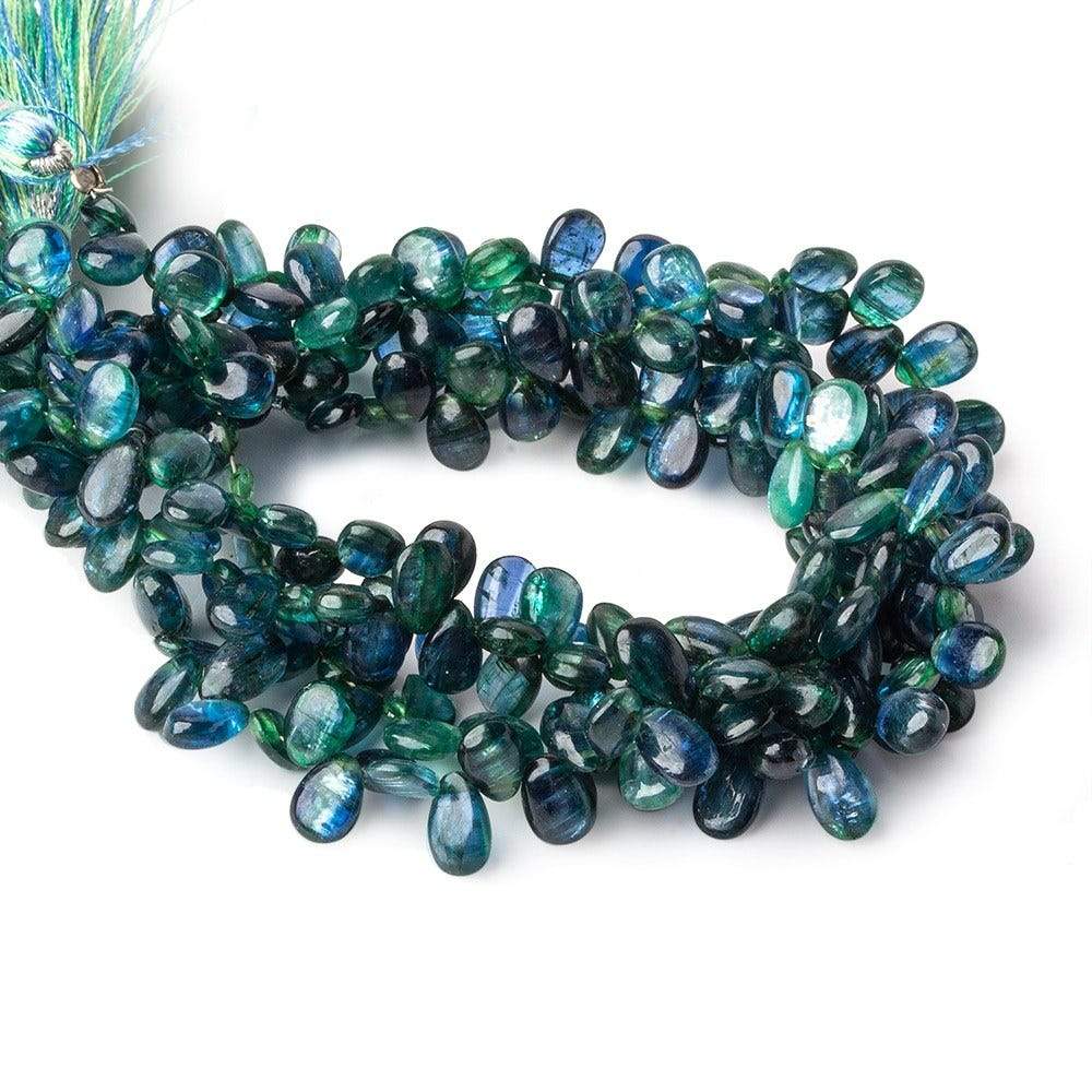 6x5-8x5mm Green Blue Kyanite Plain Pear Beads 8 inch 63 beads