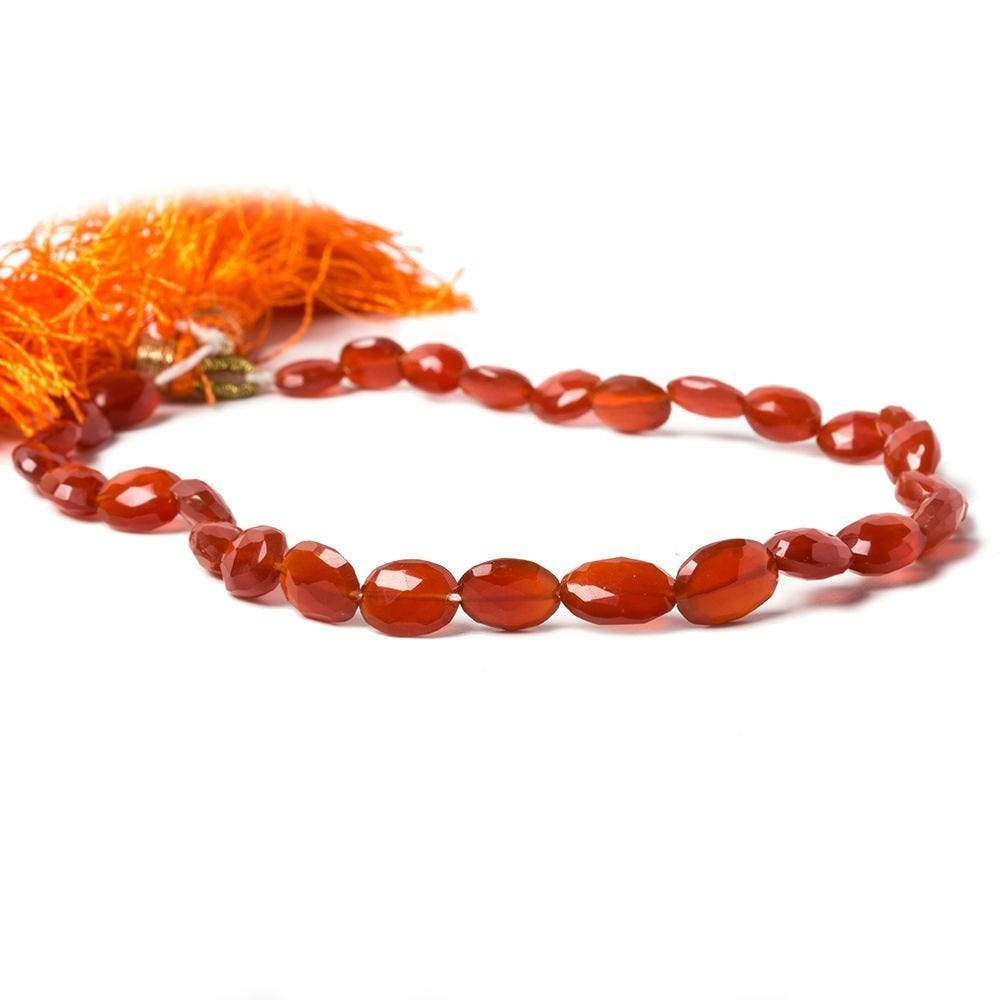 6x5-8x6mm Carnelian Faceted Oval Straight Drilled Beads 8 inch 23 pieces