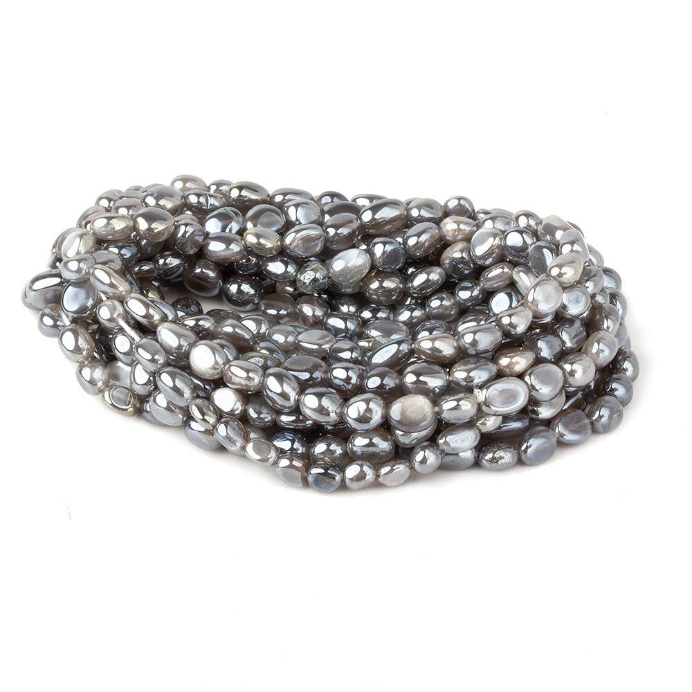 6x5-9x6mm Mystic Platinum Grey Moonstone plain nuggets 16 inch 55 beads