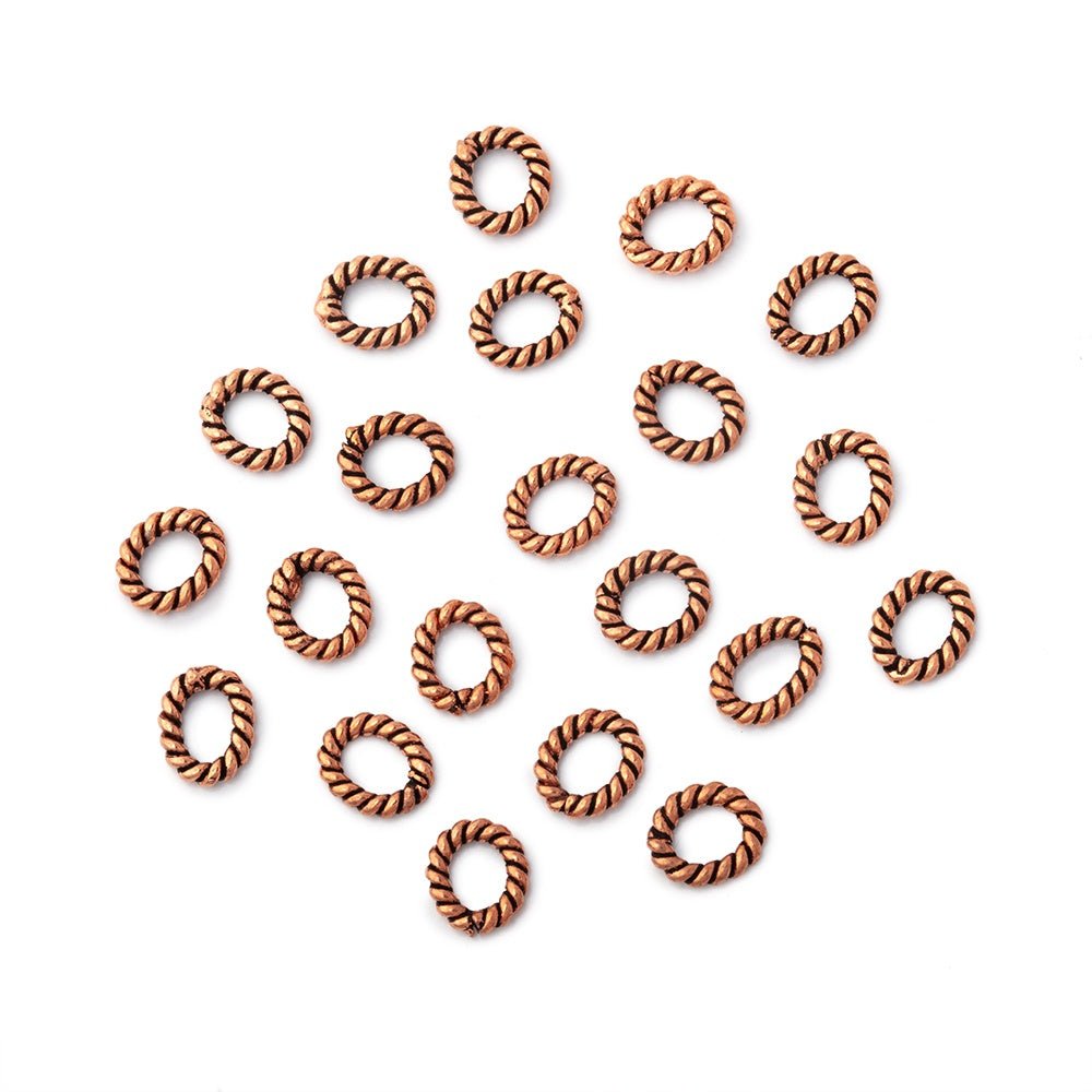 6x5mm Antiqued Copper Twisted Oval Shaped Jump Ring Set of 50
