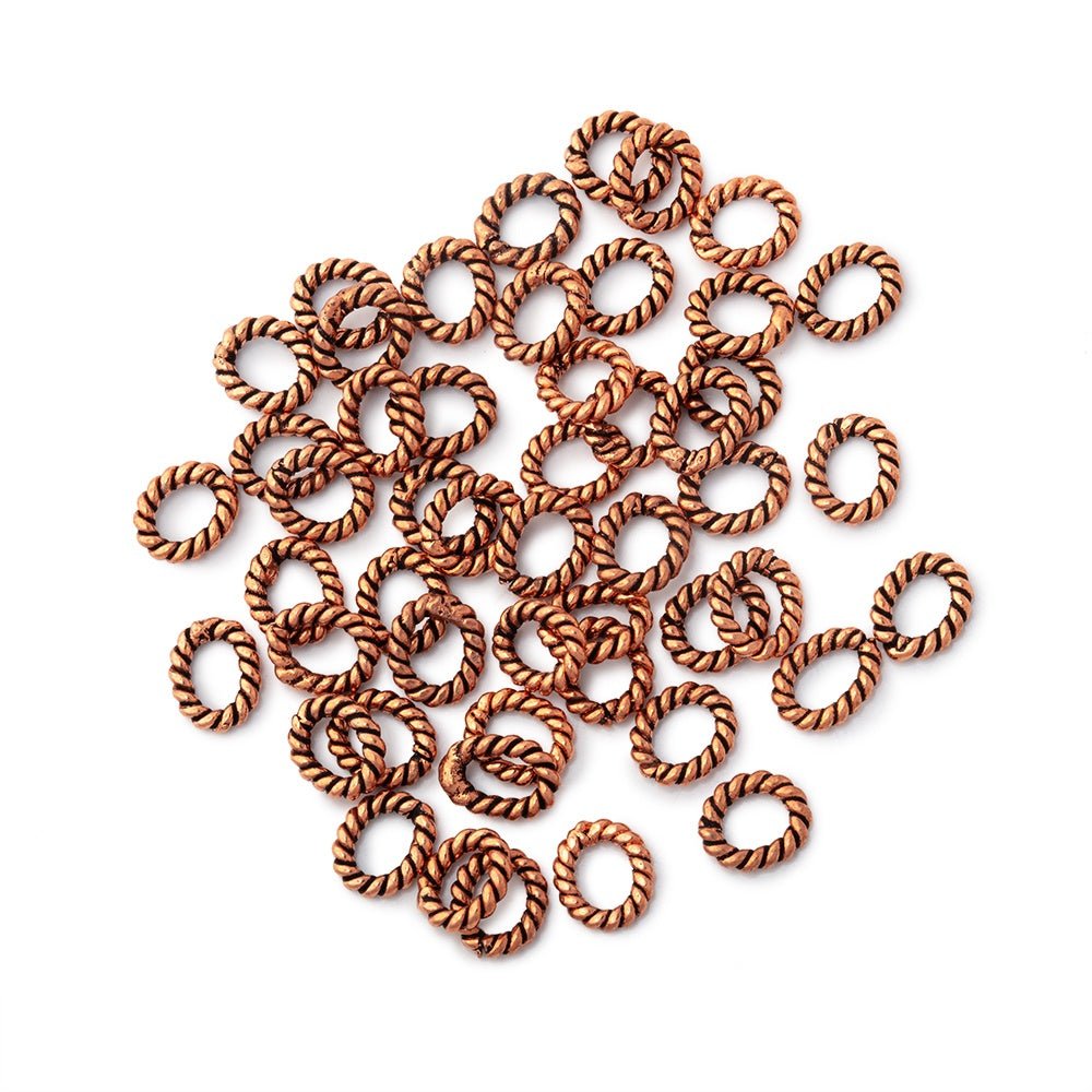 6x5mm Antiqued Copper Twisted Oval Shaped Jump Ring Set of 50
