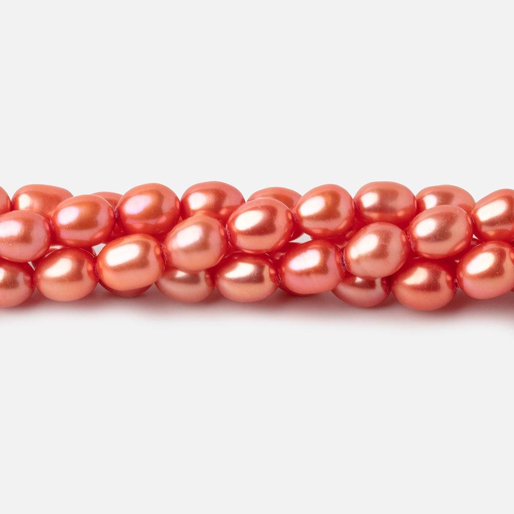 6x5mm Coral Straight Drill Oval Freshwater Pearl 15.5 inch 60 pieces