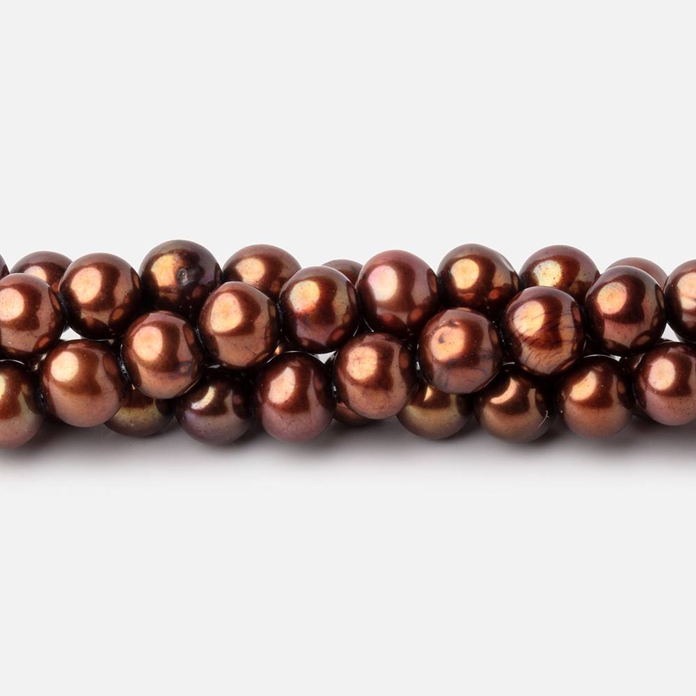 6x5mm Reddish Brown Side Drilled Off Round Freshwater Pearls 16 inch 76 pieces