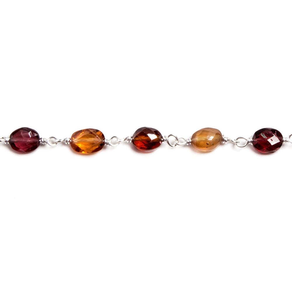 6x5mm Spessertite Garnet faceted oval .925 Silver Chain by the foot 28 pcs