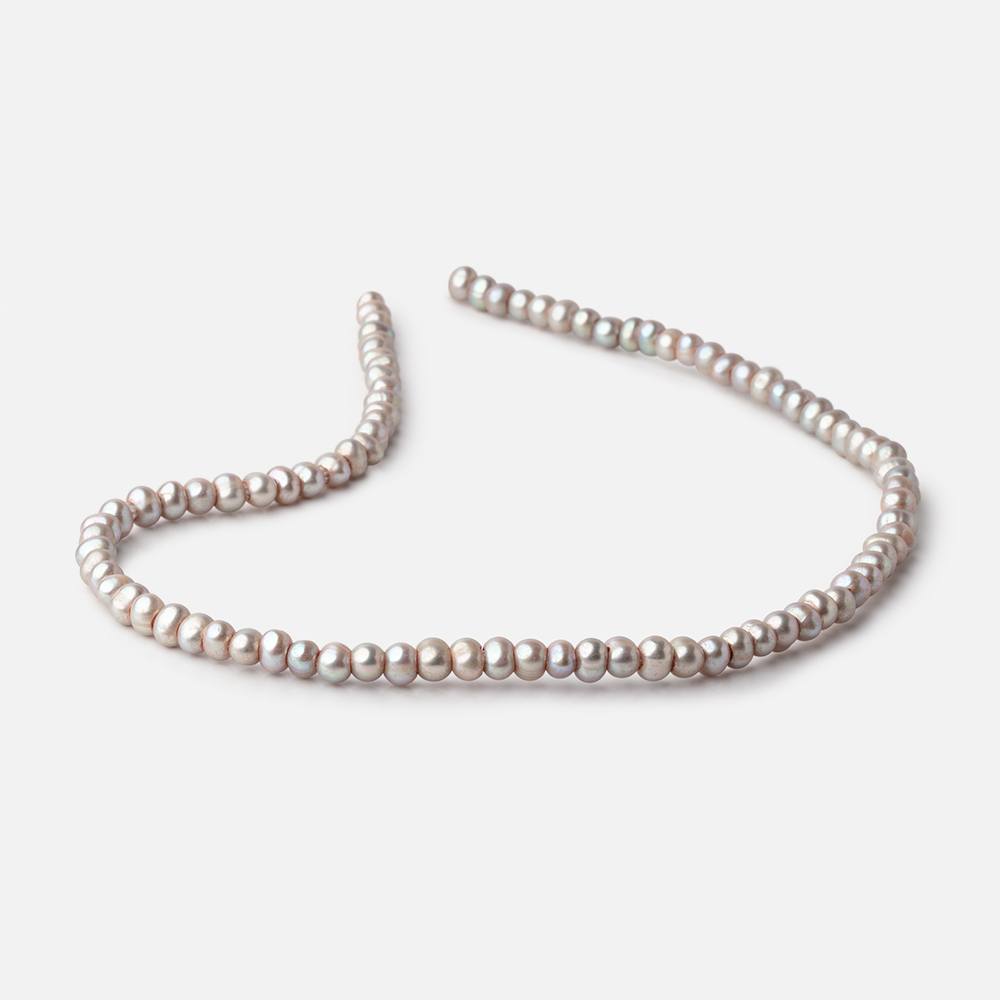 6x5mm Venetian Silver Off Round 2.5mm Large Hole Freshwater Pearl 85 Beads