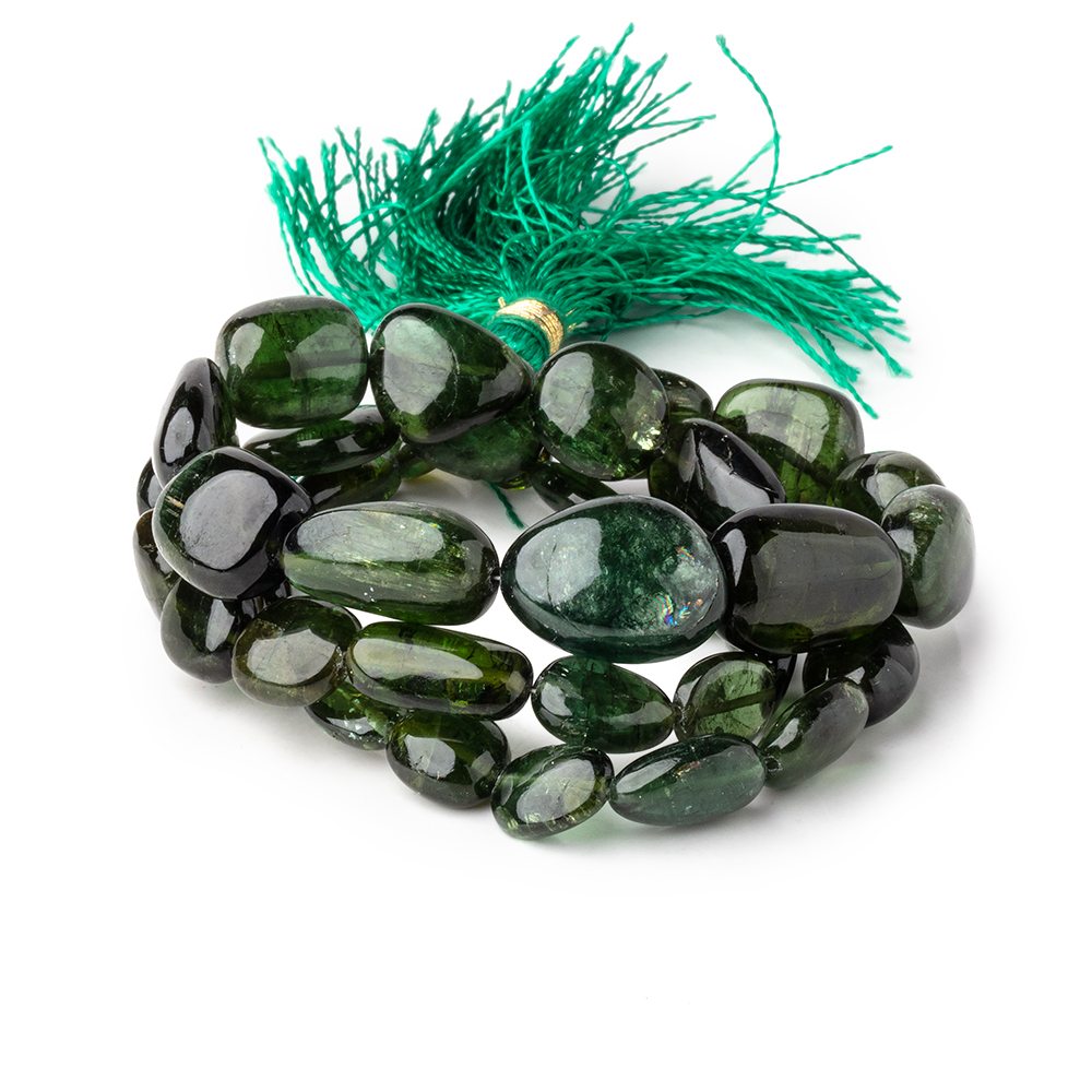 6x6-15x11mm Green Tourmaline Plain Nugget Beads 16 inch 38 pieces