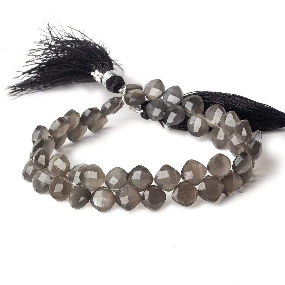 6-6.5mm Platinum Grey Moonstone faceted pillow beads 7.5 inch 50 pieces A