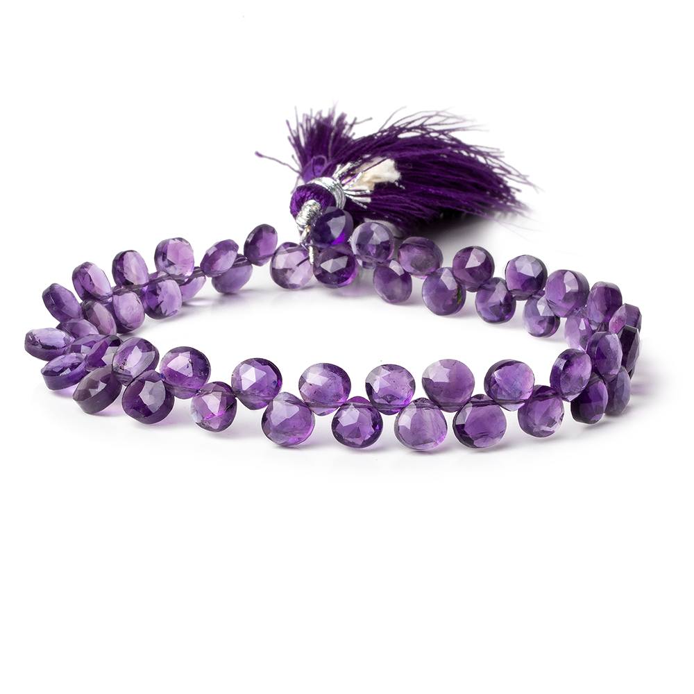 6x6 Dark Amethyst faceted heart beads 8 inch 53 pieces