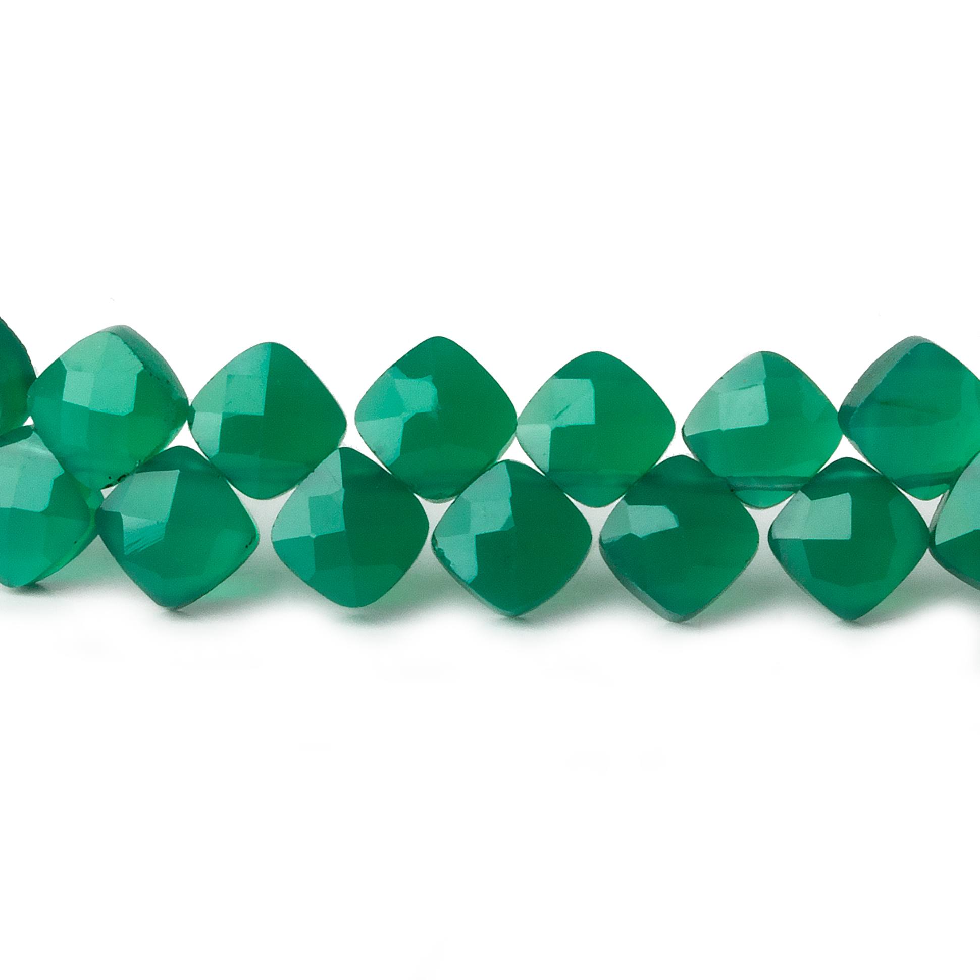 6x6mm Green Onyx faceted pillow beads 7.5 inch 50 pieces A