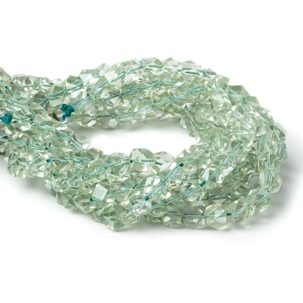 6mm Prasiolite faceted nugget beads 9.5 inch 40beads