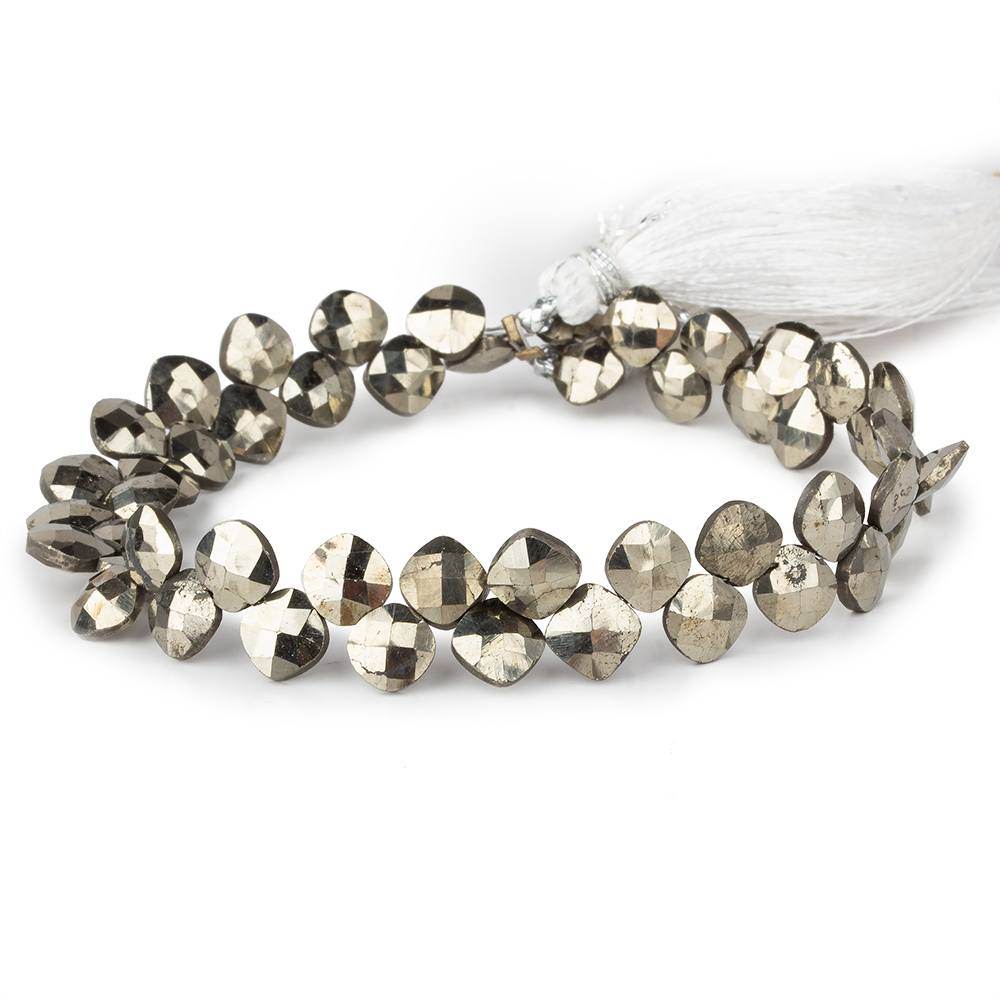 6x6mm Pyrite faceted pillow beads 7.5 inch 50 pieces A