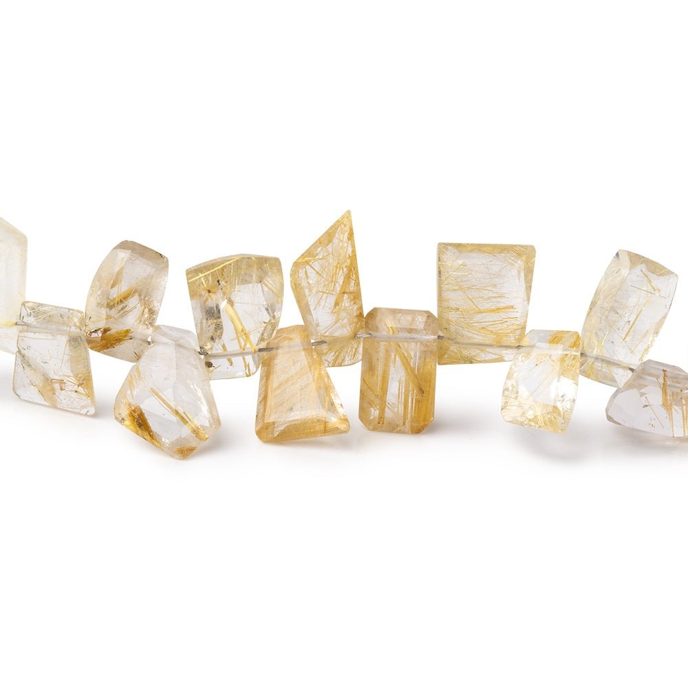 7-10mm Rutilated Quartz Pavilion Faceted Fancy beads 8 inch 45 pieces AA