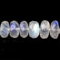 7-11mm Rainbow Moonstone Faceted Rondelles 7.5 inch 34 beads AAA