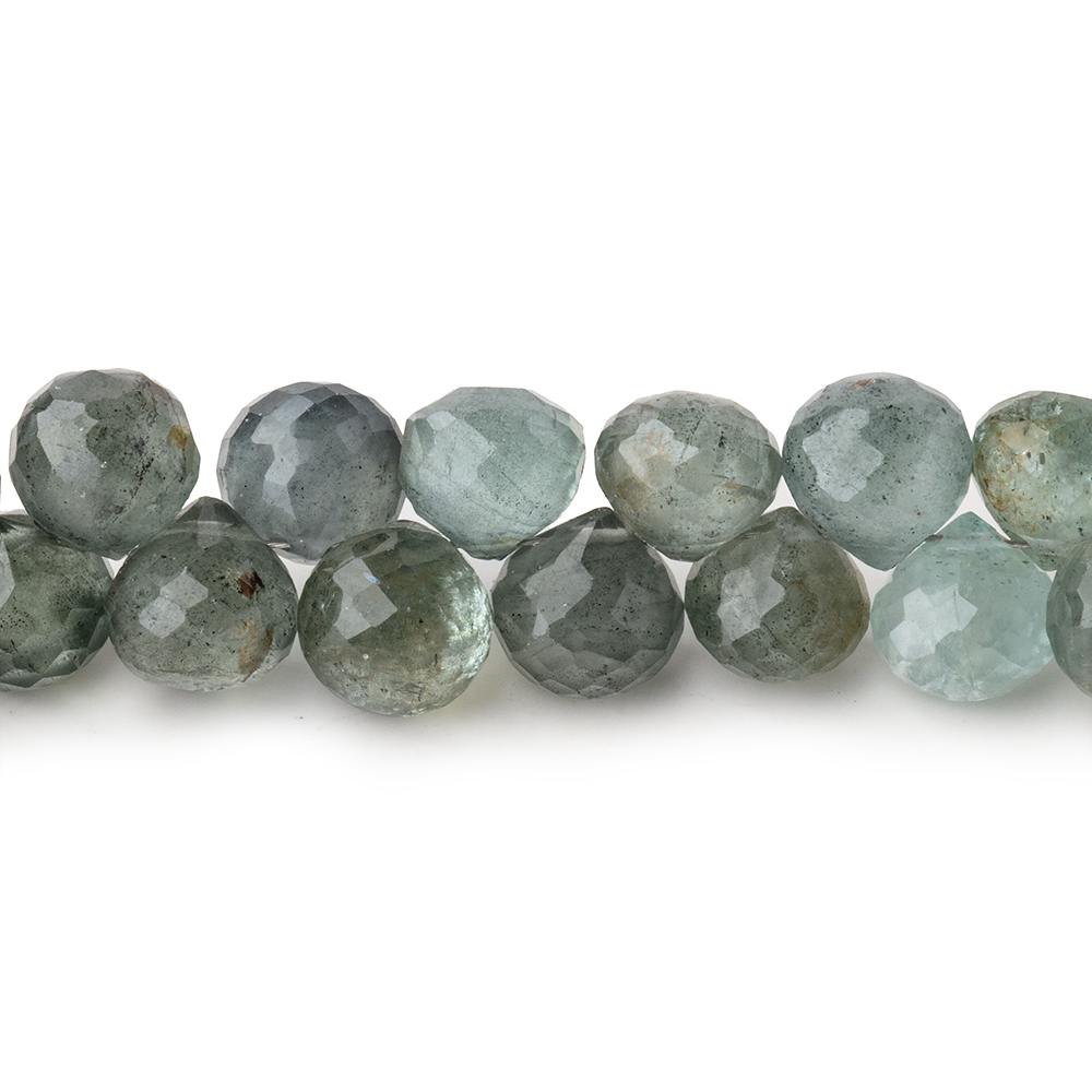 7-7.5mm Moss Aquamarine Faceted Candy Kiss Beads 8 inch 60 pieces